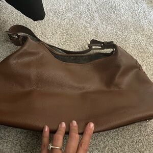 Vintage BCBG Brown Leather Hobo Shoulder Bag